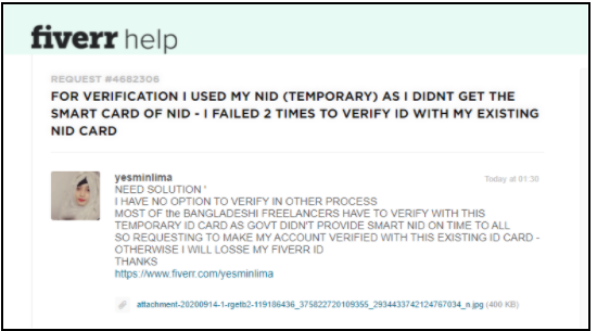 Fiverr nid card verify issue 